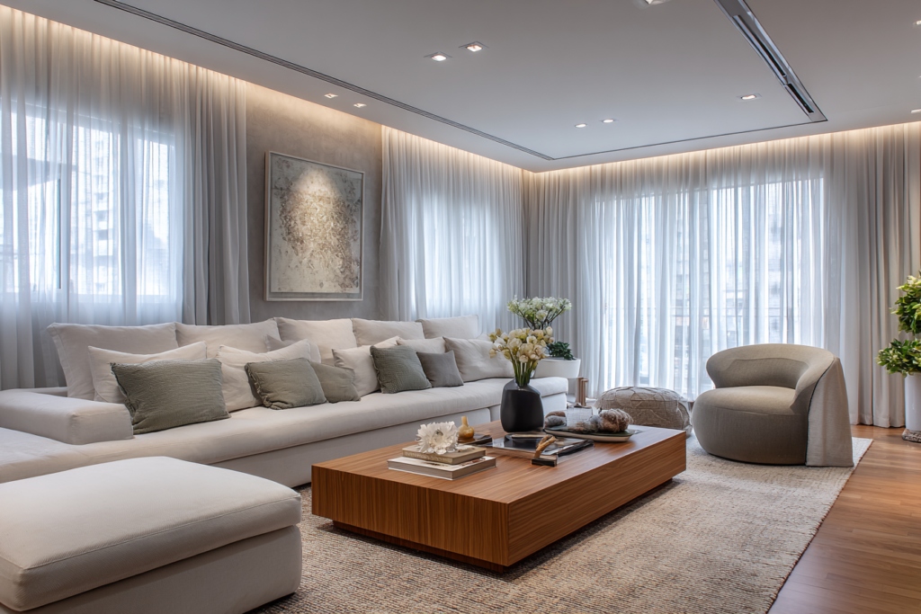 Qual o tamanho certo de cortina para sala