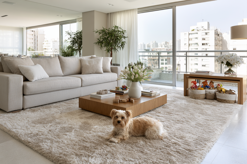 Tapetes fáceis de limpar para casa com crianças ou pets: como escolher beleza, conforto e praticidade