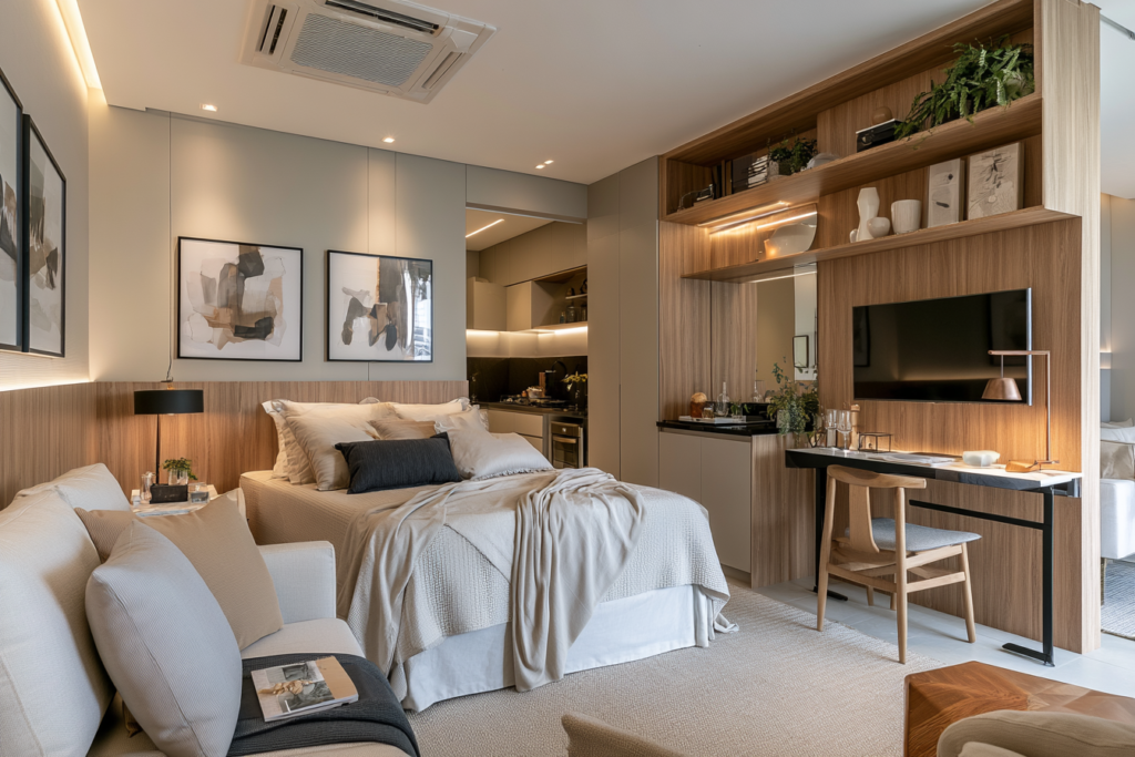 Apartamento studio sem cara de improviso: como decorar com conforto, unidade e estilo